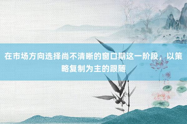 在市场方向选择尚不清晰的窗口期这一阶段，以策略复制为主的跟随