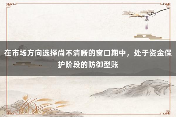 在市场方向选择尚不清晰的窗口期中，处于资金保护阶段的防御型账