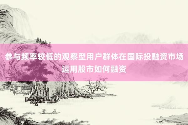 参与频率较低的观察型用户群体在国际投融资市场运用股市如何融资
