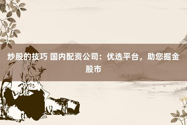 炒股的技巧 国内配资公司：优选平台，助您掘金股市