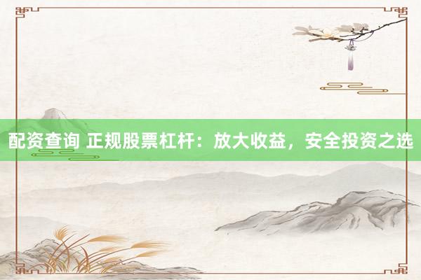 配资查询 正规股票杠杆：放大收益，安全投资之选