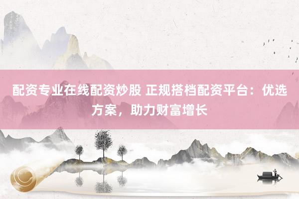 配资专业在线配资炒股 正规搭档配资平台：优选方案，助力财富增长