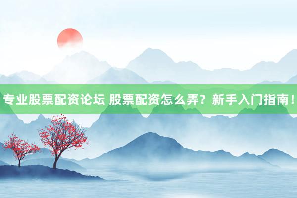 专业股票配资论坛 股票配资怎么弄？新手入门指南！